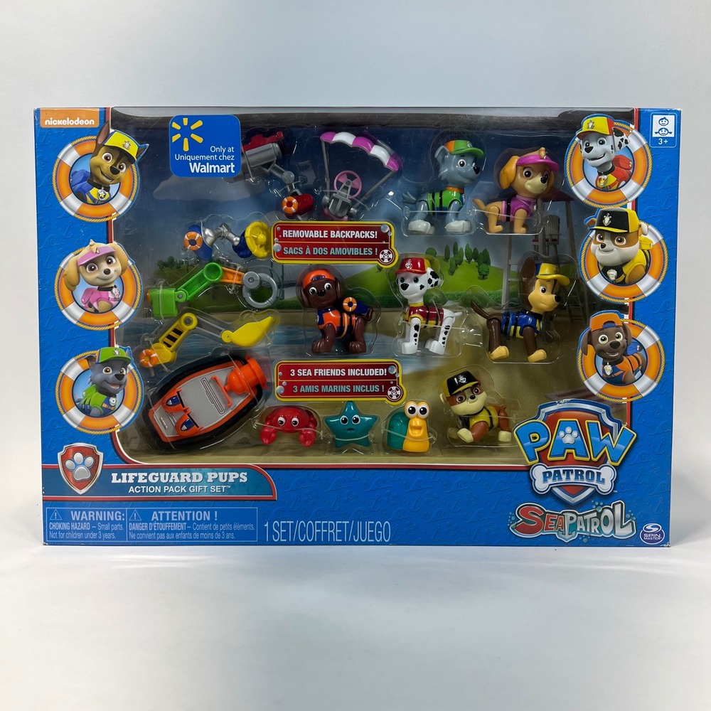 Paw Patrol Sea Patrol Lifeguard Pups Action Pack Gift Set Walmart Exclusive NEW